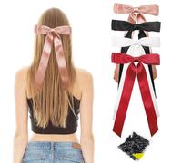 Lot de 4 nœuds à cheveux pour filles, pinces à cheveux en satin soyeux, pinces à cheveux en ruban pour queue de cheval, accessoires en métal pour femmes et filles (couleur M)