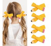 Lot de 4 nœuds à cheveux pour la rentrée scolaire, pinces à cheveux jaunes pour filles, tout-petits, pinces à cheveux crocodiles pour le premier jour de la maternelle, 1ère, 2e, 3e, 4e, 5e année