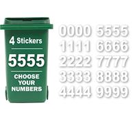 Lot de 4 numéros pour poubelles à roulettes - Choix de numéros de 0 à 9 - Autocollants pour poubelles à roulettes en vinyle de 18 cm faciles à appliquer (numéro 5)