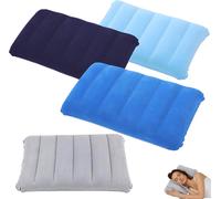 Lot De 4 Oreiller Gonflable Floqué,Coussin Gonflable 30x47cm,Coussin De Plage Ultra Légers Résistants À L'eau,Oreiller Camping Portatif,Extérieur,Bureau,Longs Trajets