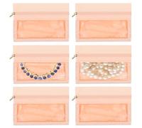 Lot de 4 organiseurs de bijoux de voyage, pochettes à bijoux de voyage, rouleaux de bijoux de voyage, mini rouleaux pour femmes, filles, bagues, colliers, bracelets, boucles d'oreilles, voyage (rose)