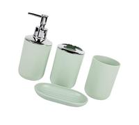 Lot de 4 organiseurs de comptoir de salle de bain comprenant un distributeur de savon et une tasse à brosse à dents pour économiser de l'espace sans perçage