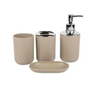 Lot de 4 organiseurs de comptoir de salle de bain comprenant un distributeur de savon et une tasse à brosse à dents pour économiser de l'espace