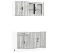 Lot de 4 organiseurs de cuisine - Armoire basse - Armoire polyvalente - Kit d'armoires de cuisine - En matériau du bois - Gris Sonoma - Pour salle de bain, cuisine, atelier, bar de maison