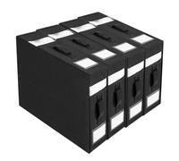 Lot de 4 organiseurs de draps de lit, bacs de rangement pliables en lin avec 2 fenêtres visuelles et poignée, boîte de rangement pliable pour draps et vêtements (noir)