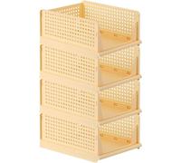 Lot de 4 organiseurs de rangement empilables et pliables pour étagères, séparateurs de tiroir faciles à retirer pour placard, armoire, garde-manger, buanderie, salle d'étude