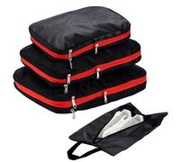 Lot de 4 organiseurs de valise de compression pour sac à dos, cubes de rangement imperméables, sacs de rangement compressibles avec sacs à vêtements, sacs à chaussures pour valises, organisateur de