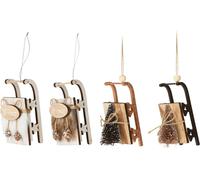 Lot de 4 ornements : ornements traîneau mix 11,5 cm