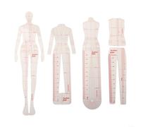 Lot de 4 ou 5 modèles de croquis de mode, règles d'illustration de mode, motifs humanoïdes, règles de mesure de vêtements, règles de mesure en papier pour dessins (B)