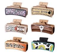 Lot de 4 ou 6 pinces à cheveux occidentales pour femme, chapeau de cowgirl, bottes, grandes pinces à cheveux antidérapantes en cuir, léopard, tournesol, pour cheveux épais et fins (6 pièces)