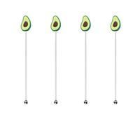 Lot de 4 outils à mélanger en acier inoxydable - Jolis bâtonnets pour mélanger les fruits - Bâtons réutilisables pour boissons, café, avocats - Argenté