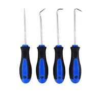 Lot de 4 outils de crochetage, tige en acier trempé avec poignée en plastique pour enlever les joints toriques, bleu et noir, 150 mm