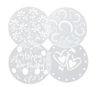 Lot de 4 outils de décoration de gâteaux polyvalents - Pochoirs en forme de fleur - Moules à gâteaux en PVC - Moules à pulvériser pour des designs et des décorations colorées