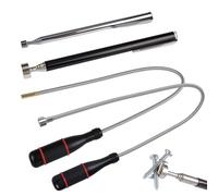 Lot de 4 outils de ramassage magnétiques télescopiques, aimant extensible avec poignée antidérapante pour outil de ramassage magnétique, bâton magnétique à ressort flexible pour ramasser de petites