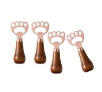 Lot de 4 ouvre-bouteilles de bière verticaux en acier inoxydable avec poignée en bois pour enlever les couvercles de boisson pour usage domestique Accessoires de cuisine Décapsuleur de bière
