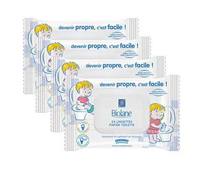 Lot de 4 pack de lingettes Papier toilette Biolane
