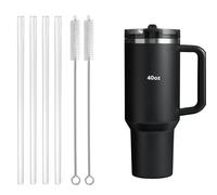 Lot de 4 pailles de rechange compatibles avec gobelet Stanley Quencher ProTour de 1200 ml, pailles réutilisables avec brosse de nettoyage, en plastique transparent (pailles pour tasse Stanley de 1,2