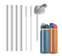 Lot de 4 pailles de rechange en acier inoxydable compatibles avec les bouteilles d'eau Owala de 710 ml, 946 ml, pailles réutilisables avec 2 brosses de nettoyage, pailles en métal de rechange