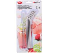 Lot de 4 Pailles en Acier Inoxydable + Brosse de Nettoyage - 21 cm