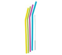 Lot de 4 Pailles & Goupillon "Silicone" 28cm Multicolore