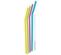 Lot de 4 Pailles & Goupillon Silicone 28cm Multicolore Multicolore G