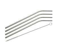 Lot de 4 pailles incurvées en inox avec goupillon 24 cm Bar Concept Fackelmann