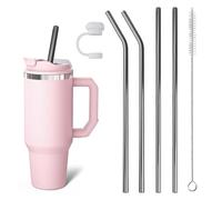Lot de 4 pailles longues en acier inoxydable 304, réutilisables, de 30 cm, avec brosses de nettoyage, pour gobelets de 30/40 onces, verre et accessoires Stanley Cup