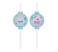 Lot de 4 pailles médaillon papier Peppa Pig