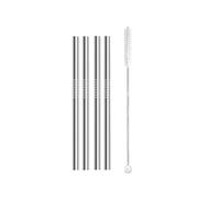 Lot de 4 pailles métalliques réutilisables 6 x 130/160 mm en acier inoxydable 304 avec goupillon(6x130mm Straight)