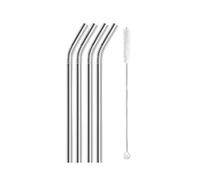Lot de 4 pailles métalliques réutilisables 6 x 130/160 mm en acier inoxydable 304 avec goupillon(6x160mm Bent)