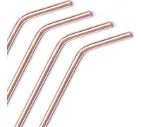 Lot de 4 pailles réutilisables en cuivre, sûres et lavables, longueur 20,3 cm, respectueux de l'environnement, smoothie cocktail (bande)