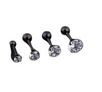 Lot de 4 paires boucles d'oreilles à tige en faux diamant, élégantes et étincelantes - Acier for le glamour tous les jours occasions spéciales Pour Plusieurs Piercings(3-6mm Black)