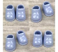 Lot de 4 paires Chaussons Miniatures en Porcelaine, Décorations de Baptême, Bleu Clair