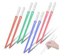 Lot de 4 paires de baguettes en forme de sabre laser - 9 couleurs changeantes - Réutilisables - Transparentes - Légères et portables - Passent au lave-vaisselle