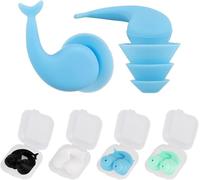 Lot de 4 paires de bouchons d'oreilles réutilisables en silicone étanche pour le surf, le sommeil et la réduction du bruit avec motif queue de poisson
