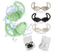 Lot de 4 paires de bouchons d'oreilles réutilisables en silicone souple pour la piscine, la douche, le surf, la plongée avec tuba et autres sports nautiques.