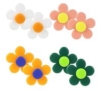 Lot de 4 paires de boucles d'oreilles pendantes en forme de marguerite des années 60 et 70 pour femme - Style rétro disco et hippie - Motif marguerite orange, Acrylique, Alexandrite créé