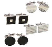 Lot de 4 paires de boutons de manchette pour homme, ton classique, tendance, motif disque rayé carré rectangulaire pour affaires, mariage, fête, boîte cadeau.