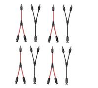 Lot de 4 paires de câbles solaires en Y 6 mm², répartiteur en Y, 10 AWG, 4 paires de câbles solaires 1Y2, pour modules PV (rouge + noir)