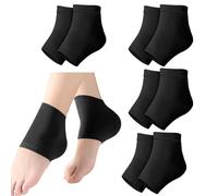Lot de 4 Paires de Chaussettes à Talon en Gel Chaussettes Ouvertes pour Orteils Hydratantes, Douces, Aérées, Réutilisables, SPA Protection des Pieds Soin de Jour et Nuit pour Peau Sèche Déchirée