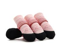 Lot de 4 paires de chaussettes antidérapantes pour chien - Pour une bonne adhérence - Pour un sol lisse et dur - Empêche les pattes de glisser - Chaussures de protection pour chien