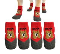 Lot de 4 paires de chaussettes antidérapantes pour protéger les pattes de votre animal de compagnie | Mélange de coton doux avec semelles antidérapantes, design respirant et extensible, accessoire de