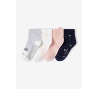 VERTBAUDET Lot de 4 paires de chaussettes chat et coeurs fille rose 23/26