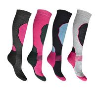 Lot de 4 paires de chaussettes de ski haute performance pour femme, long tuyau, thermiques, assorties - Taille UK 4-7