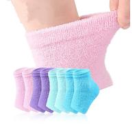 Lot de 4 paires de chaussettes de talon anti-callosités en gel pour pieds secs et craquelés, hydratantes à l'aloe vera, vitamine E, soin des pieds doux, élimination des callosités