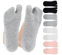Lot de 4 paires de chaussettes de tongs Tabi, 4 couleurs, chaussettes basses à orteils japonais séparés pour tongs et Geta, chaussettes antidérapantes pour homme et femme (noir, blanc, gris, rose