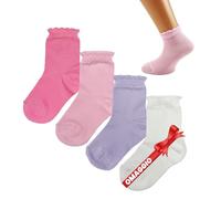 Lot de 4 paires de chaussettes d'été en coton léger pour fille 0/6 mois - 6/12 mois - 12/18 mois - Fabriquées en Italie (FR/ES, Âge, 12 mois, 18 mois, ASS 1)