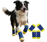 Lot de 4 paires de chaussettes genouillères pour animal domestique en coton respirant avec protections de coudes, chaussettes résistantes à l'usure, confortables, exquises, non toxiques et inodores