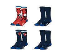 Freegun Chaussette Homme La Vache Qui Rit, Chaussettes Homme Coton, Douces et Confortables (Lot de 4), Taille 43/46 - Bleu/Rouge
