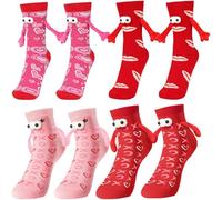 Lot de 4 paires de chaussettes magnétiques amusantes unisexes avec bras, chaussettes d'amitié magnétiques pour couples, design de poupée 3D, cadeau pour amis et amoureux, 1, 32